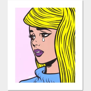 Blonde Crying Comic Girl Posters and Art